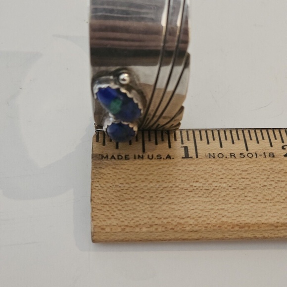 Vintage Robert Johnson RMJ Navajo Sterling Azurite Cuff Bracelet - Picture 12 of 16